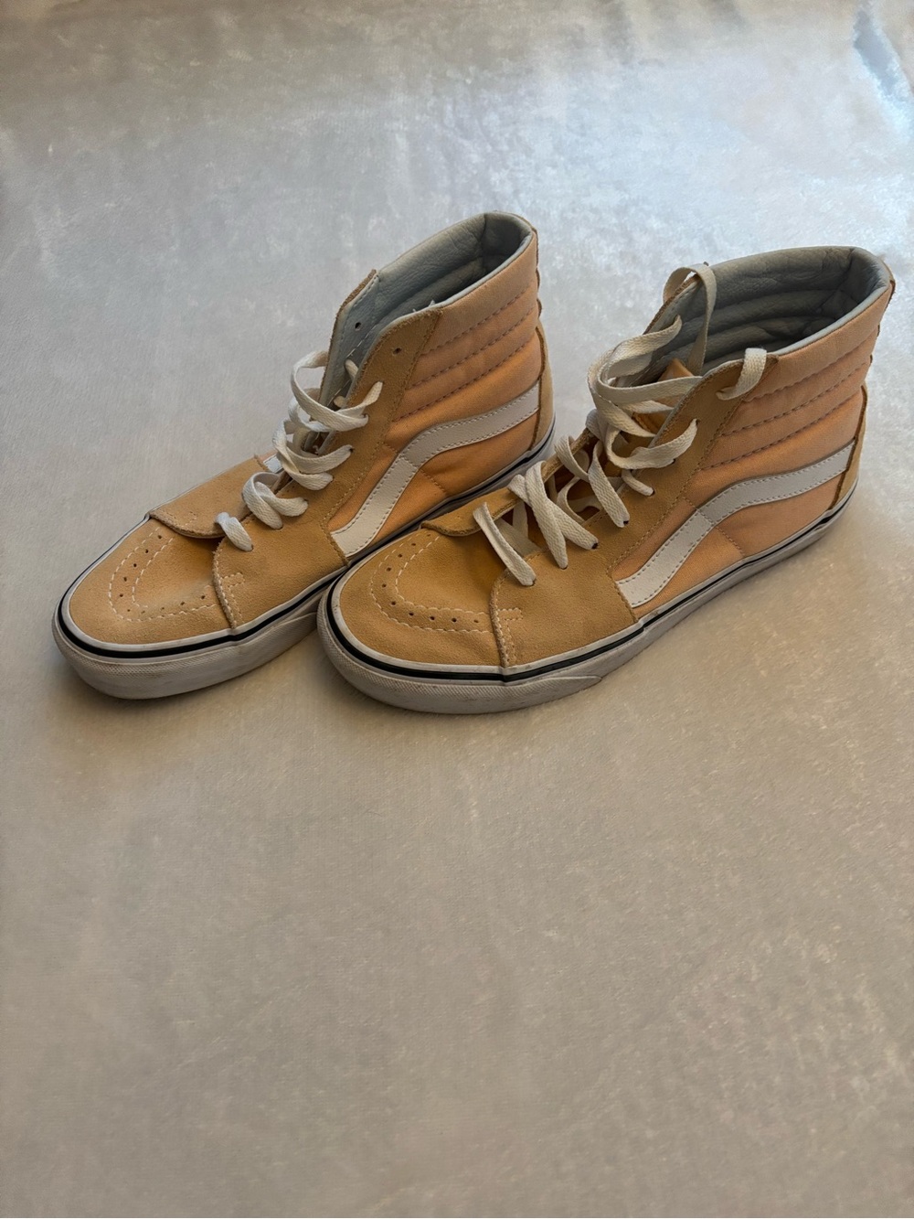 High-Top Sneakers in Beige/Peach with White Stripe